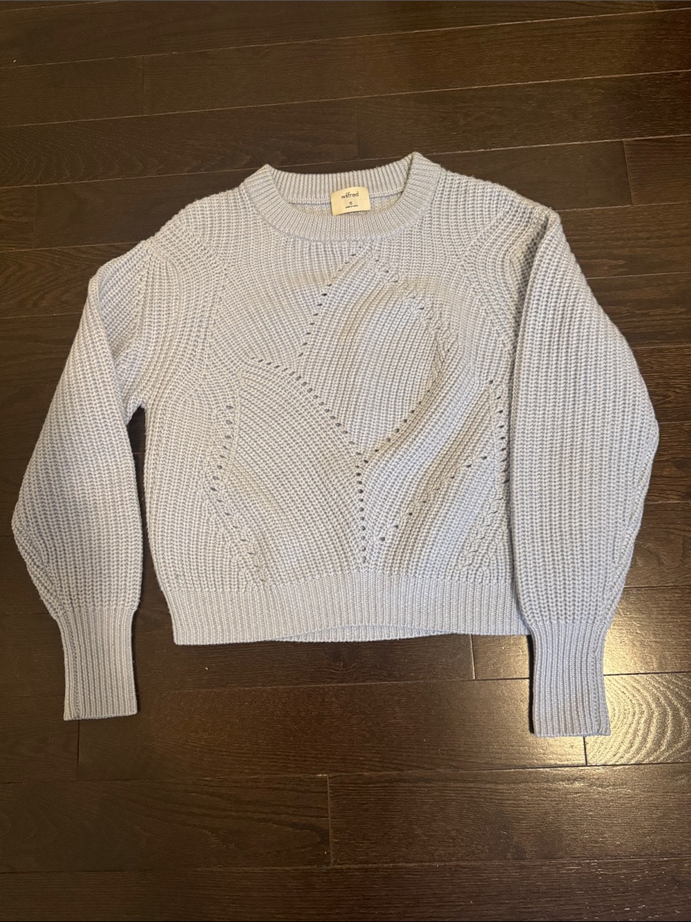 Aritzia Wilfred Pale Blue Textured Crewneck Sweater